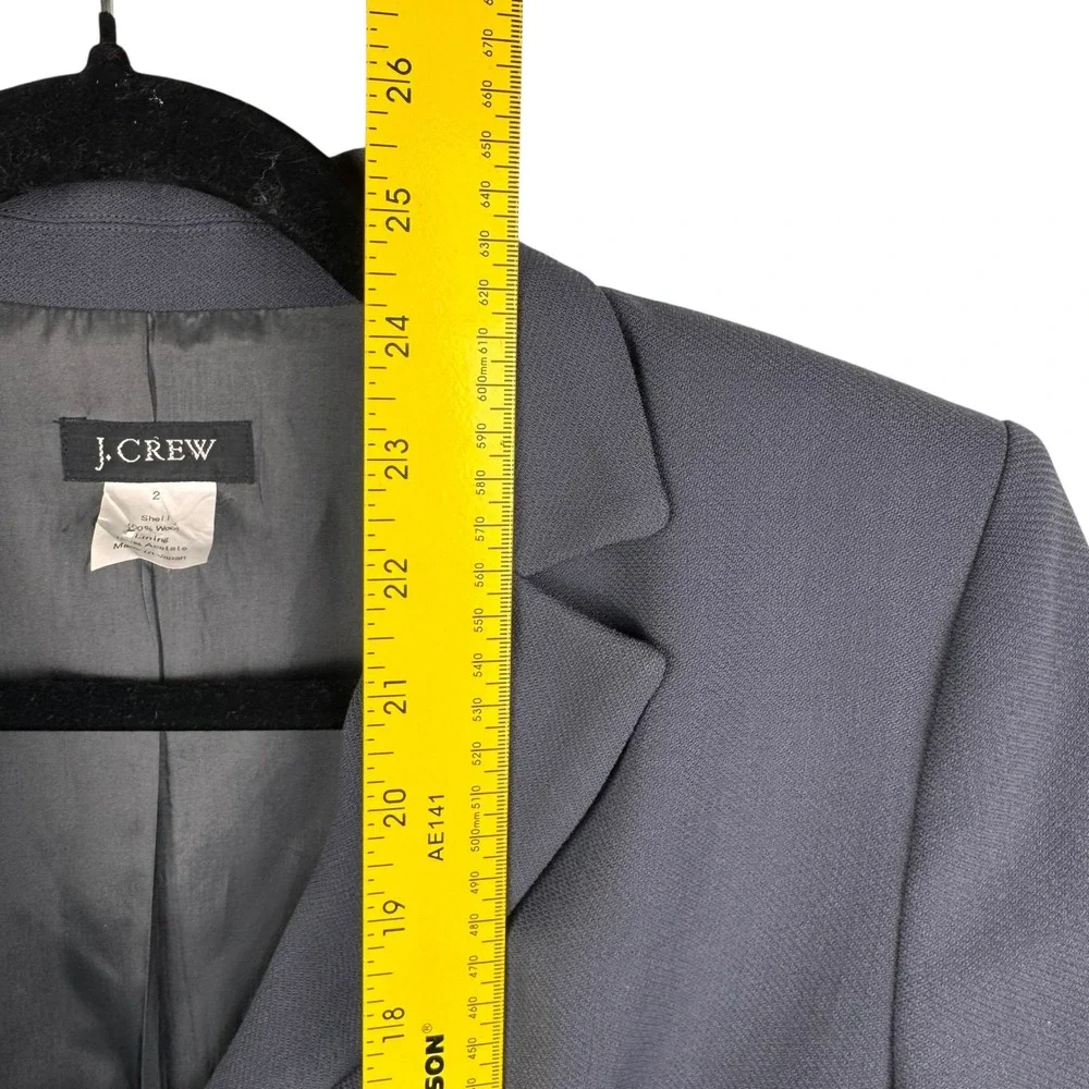 J.Crew Women's Wool Blazer Size 2 Three‎ Button Closure Gray Classic Career